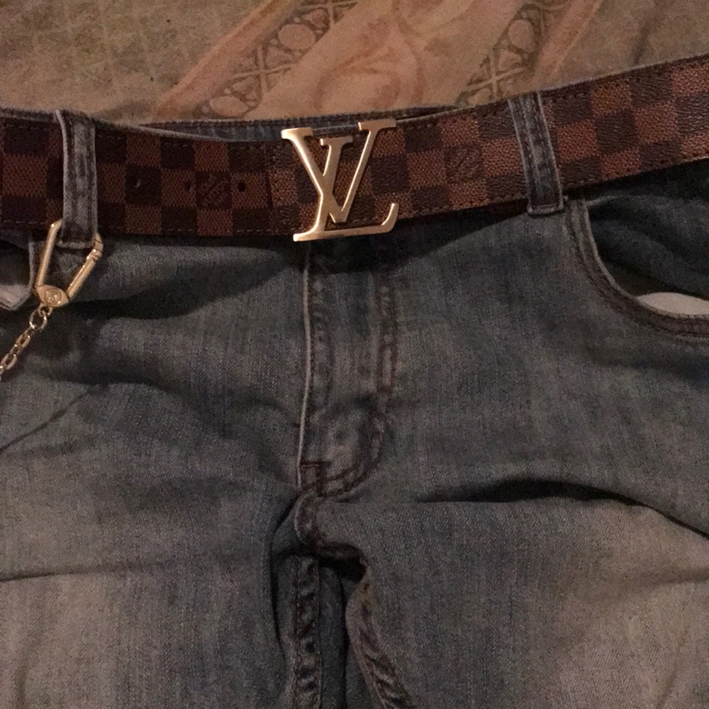 Brown printed Louis Vuitton belt